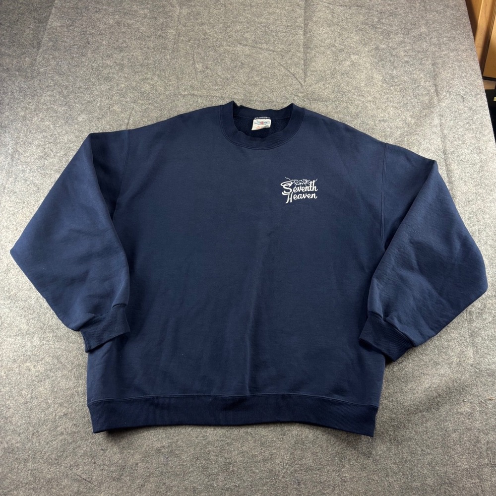 Jerzees Super Sweats Seventh Heaven Navy Blue Crewneck Sweatshirt Large